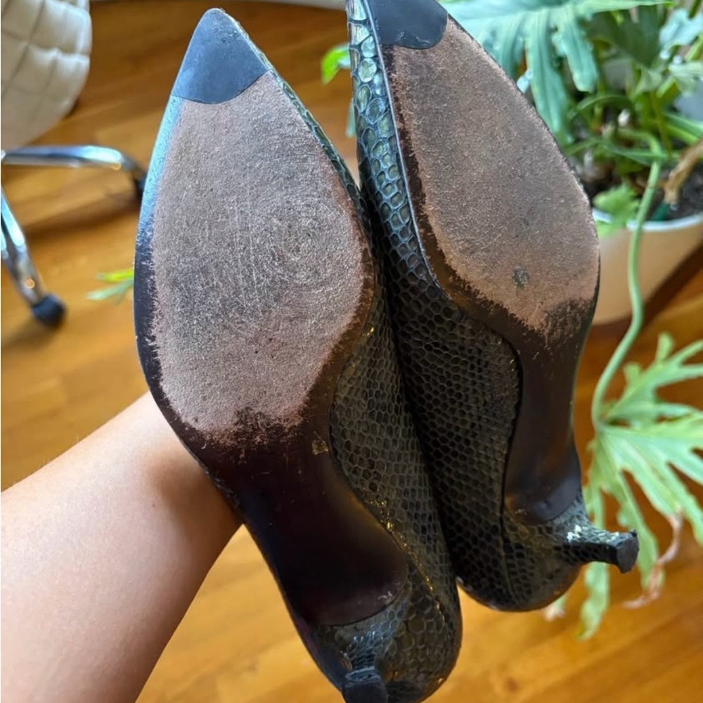 Stuart Weitzman Snakeskin Patterned Kitten Heels - image 3